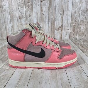 Nike Dunk High Retro Premium Sneakers Pink Black Peace‎ Sign Shoes